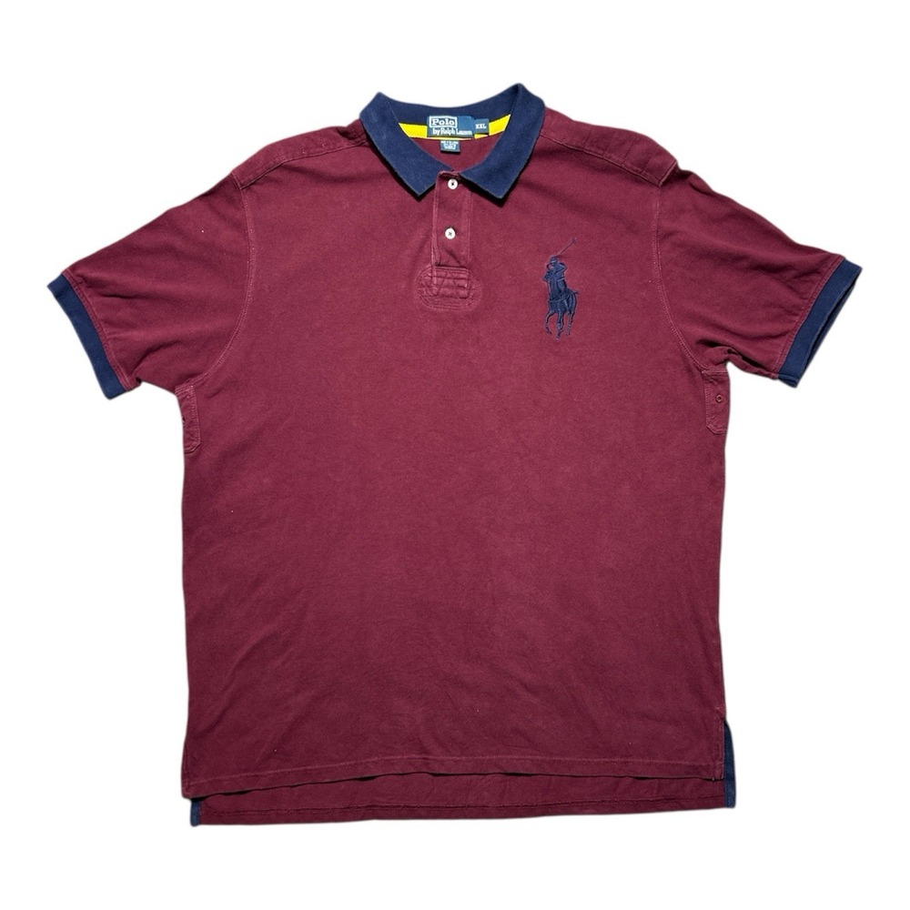 Vintage Polo Ralph Lauren Big Pony Maroon Short Sleeve Polo Armpit Vents XXL Men
